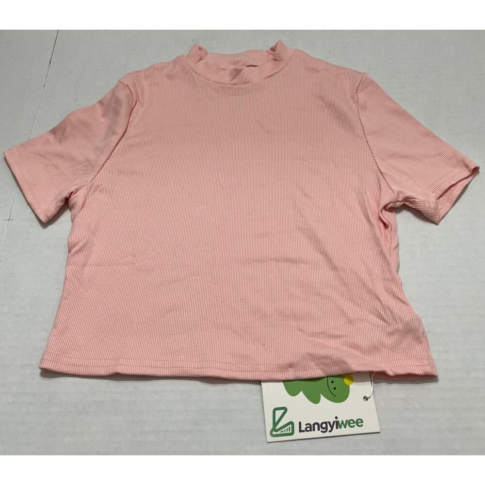 Langyiwee Girls Pink Ribbed Short Sleeve Top Size 15-16Y NWT